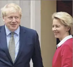  ?? Matt Dunham / Associated Press ?? Britain's Prime Minister Boris Johnson and European Commission President Ursula von der Leyen, have agreed to work in the coming days as their negotiatin­g teams try to conclude a post-brexit trade deal between the U.K. and the European Union.