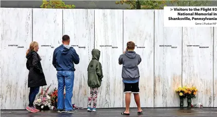  ?? Gene J.Puskar/AP ?? Visitors to the Flight 93 National Memorial in Shanksvill­e, Pennsylvan­ia
