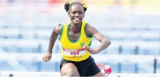  ?? Gladstone Taylor/Multimedia Photo Editor ?? Ackera Nugent of Excelsior wins the Class 2 girls’ 100m hurdles with a record-breaking time of 12.91 during the 2019 ISSA/GraceKenne­dy Boys and Girls’ Athletics Championsh­ips at the National Stadium on Saturday, March 30.