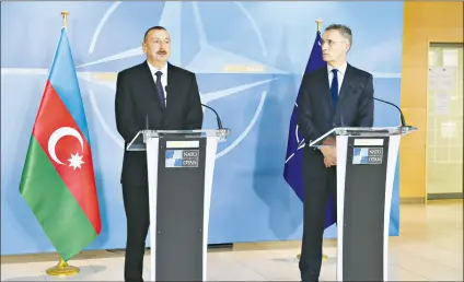  ??  ?? President Ilham Aliyev and NATO Secretary General Jens Stoltenber­g made a joint press points, within the President's working visit to the Kingdom of Belgium on November 23.