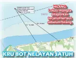  ??  ?? HILANG: Lokasi mangsa
dilaporkan terjatuh ke laut sebelum hilang.