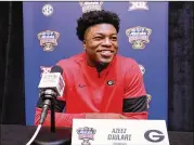  ?? CURTIS COMPTON/CCOMPTON@AJC.COM ?? Linebacker Azeez Ojulari insists there won’t be a dropoff by the Georgia defense Wednesday despite several starters being absent.