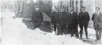  ??  ?? C.B. Electric Co. snow plow and employees in North Sydney on April 21, 1911. Photograph was donated to the Beaton Institute Archives by W. Chirgwin.