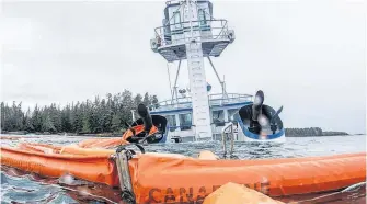  ?? POSTMEDIA NEWS ?? Tugboat Nathan E. Stewart sits in the Inside Passage on B.C.’s coast after sinking in 2016.