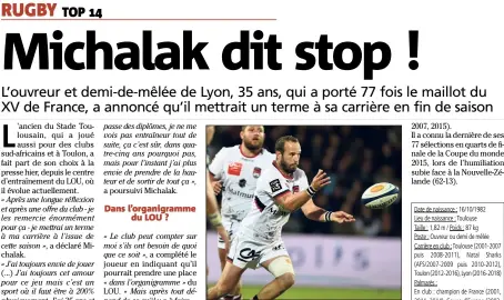  ?? (Photo AFP) ?? Michalak sous le maillot du LOU.