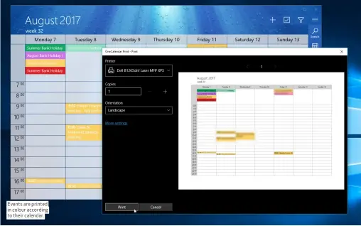  ??  ?? Events are printed in colour according to their calendar.