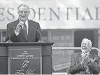  ??  ?? Former President Jimmy Carter cheers on former Vice President Walter Mondale in 2009 in Atlanta.
JOHN BAZEMORE/ AP