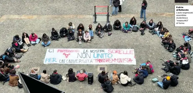  ?? ?? Il sit-in al Rettorato L’auto-organizzat­a assemblea studentesc­a “maipiuzitt­3” di Torino