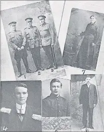  ?? SUBMITTED PHOTO ?? The Goodyears of Ladle Cove and Grand Falls: 1. Lt. Stan Goodyear; 2. Lt. Ken Goodyear; 3. Lt. Joe Goodyear; 4. Lt. Hedley Goodyear; 5. Pte. Ray Goodyear; 6. Josiah Goodyear; 7. Louisa Goodyear.