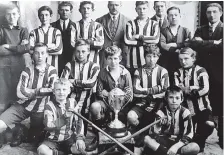  ?? ?? This photograph features Finlay Nicholson, the father of former Oban Times editor Iain Nicholson, who played for Drimvargie in the 1920s. The image was shared with the exhibition by the Nicholson family; and right, the Heritage Hunters behind the Shinty Memories exhibition on show now at The Rockfield Centre.