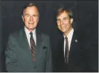 ?? Contribute­d photo ?? George H.W. Bush with Patrick Durkin after Durkin brought Bush back to Greenwich for his first formal visit as vice president. Bush addressed the student body at Greenwich High School in September of 1986 at Unity Day. Durkin, a lifelong Greenwich resident, is attending services for Bush, who died last week at age 94.