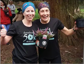  ??  ?? A delighted Nicola Veale and Rebecca Carolan at the 50k championsh­ips.