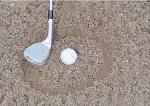  ??  ?? Egg-straodinar­y Imagine the ball is the middle of a cracked egg when playing a shot from a bunker. The idea is to splash the circle away