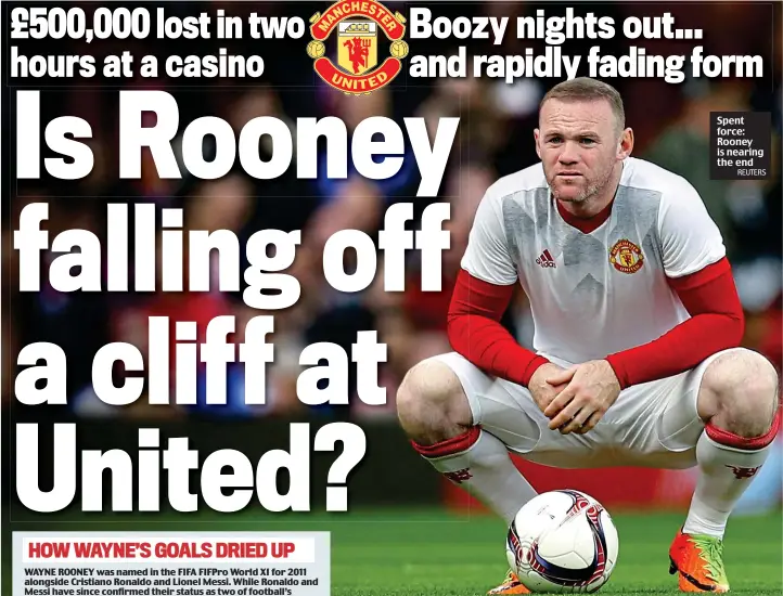  ?? REUTERS ?? Spent force: Rooney is nearing the end