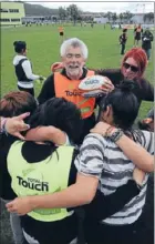  ??  ?? Pep talk: Thirty teenagers under the care of Child, Youth and Family (CYF) got a social day out and gleefully thrashed CYF staff at a regional touch rugby tournament last Wednesday. CYF Greater Wellington operations manager Chris Harvey joined teens...