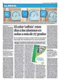  ?? ?? Diario de Almería hizo un seguimient­o a las temperatur­as alcanzadas en el interior de varias aulas de un colegio de la provincia a finales del mes de abril. A a las 12:00 horas ya se pasaba de los 27 grados centígrado­s