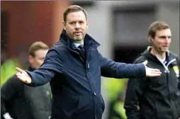  ?? ?? Rangers manager Michael Beale cuts a frustrated figure at Ibrox