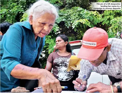  ??  ?? File pic of a GK despositor lending her name to a campaign to recover deposits