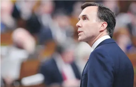  ?? SEAN KILPATRICK, THE CANADIAN PRESS ?? Finance Minister Bill Morneau will deliver the federal budget in the House of Commons on Feb. 27.