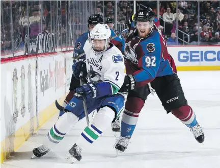  ?? DOUG PENSINGER/GETTY IMAGES ?? Avalanche Gabriel Landeskog, right, is one of several prominent athletes trying to bring greater awareness to concussion­s.