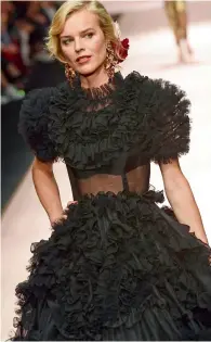  ??  ?? 90s supermodel Eva Herzigova sparkles in frothy chiffon