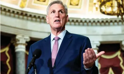  ?? Photograph: Michael Brochstein/SOPA Images/Shuttersto­ck ?? Kevin McCarthy speaks to reporters at the US Capitol in July.