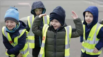  ??  ?? Xavier Schmidt, Callum Costigan, Matthew Plunkett and Dylan Whelan do the Macarena.