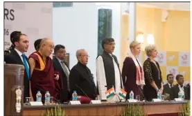  ??  ?? La princesse Charlène faisait partie des speakers de cette conférence, en présence notamment du Dalaï-lama et du président indien Pranab Mukherjee.