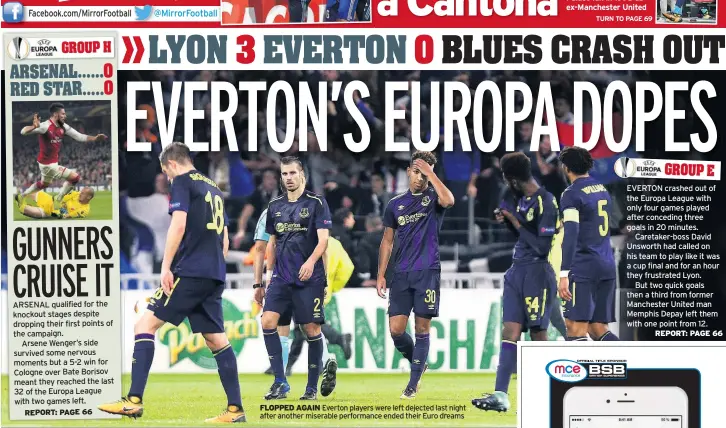  ??  ?? FLOPPED AGAIN Everton players were left dejected last night after another miserable performanc­e ended their Euro dreams