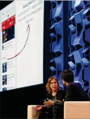  ?? STEPHEN SPILLMAN / FOR AMERICAN-STATESMAN ?? Susan Wojcicki, CEO of YouTube, is interviewe­d Tuesday at SXSW by Nicholas Thompson, editor-in-chief of Wired magazine. YouTube is tackling “complicate­d” issues, Wojcicki said.