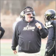  ?? Krista Benson / For Hearst Connecticu­t Media ?? Barlow coach Rob Tynan is seen during the Joel Barlow and SMSA/University/Classical Magnet Class M state football semifinal, at Joel Barlow in Redding on Dec. 3, 2017. Barlow beat SMSA 53-14 to reach the Class M final.