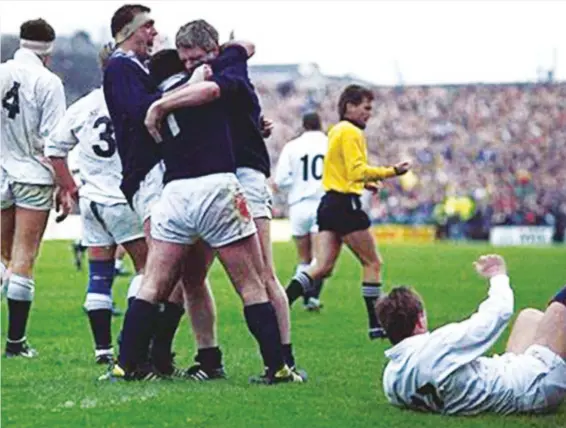  ?? PICTURE: Getty Images ?? Failure to adapt: Scotland triumph at Murrayfiel­d to claim the Grand Slam in 1990