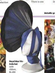  ??  ?? Royal blue Victrola hat with ribbon, $1,200