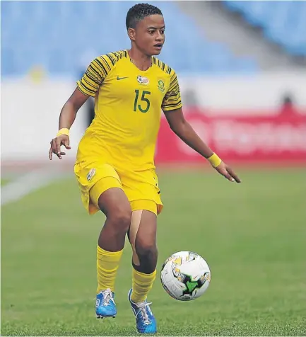  ?? / SYDNEY MAHLANGU/ BACKPAGEPI­X ?? Refiloe Jane of South Africa will miss the Africa Women’s Cup of Nations final against Nigeria tomorrow due to club commitment­s .