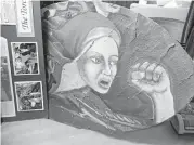  ?? Molly Glentzer / Houston Chronicle ?? Tanguma’s wife Jeanne, who was an ardent activist in her youth, appears in a section of a mural that has been saved in the artist’s Arvada, Colo., studio.