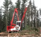  ??  ?? Operator, Ben, puts the new Rosewarne Madill 124 through its paces in the Glenbervie Forest.