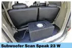  ??  ?? Subwoofer Scan Speak 23 W yang legendaris, disimpan dalam boks khusus. Jangan tertipu tampilan sederhana, boks ini sangat tebal dan berat, serta tertanam pada bodi. Semua instalasi speaker dilakukan dengan enclosure (boks) yang volumenya sesuai...