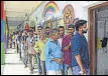  ?? ?? Voters queue up to cast their votes in Thiruvanan­thapuram.