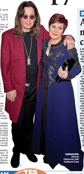  ??  ?? Sharon Osbourne with husband Ozzy SURVIVOR: