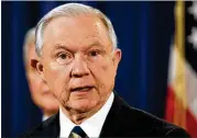  ?? JACQUELYN MARTIN / AP ?? Attorney General Jeff Sessions announced Wednesday that the federal government will help police agencies keep seized assets.