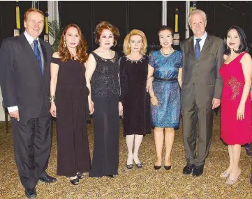  ??  ?? (From left) Mövenpick Hotels & Resorts director for business developmen­t Helmut Gaisberger, Gambia Consul Agnes Huibonhoa, Johann Strauss Society of the Philippine­s (JSSP) president Olga Martel, Ambassador Cristina Ponce-Enrile, Kai Wang, Austrian...