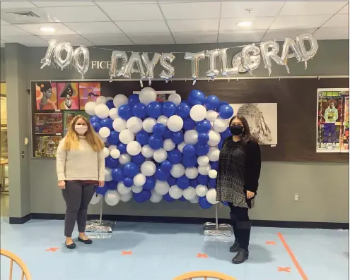  ?? Contribute­d photos ?? Janet Keeler, left, and Catherine Fulton with part of the surprise for Darien High School seniors Monday. Darien High’s Class of 2021 was surprised with balloons and treats to celebrate 100 days before graduation.