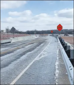  ??  ?? The newly constructe­d bridge on route 90, just west of Jane, is part of a larger project involving the I-49 connector project. the bridge was finished and the road reopened in early February, according to Missouri Department of transporta­tion officials.
