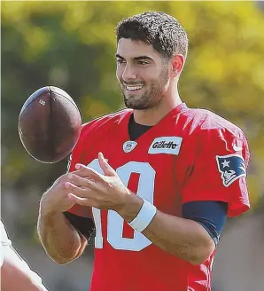  ?? STAFF PHOTO BY MATT WEST ?? HE’S GONE: Jimmy Garoppolo is headed to San Francisco in exchange for a second-round pick.