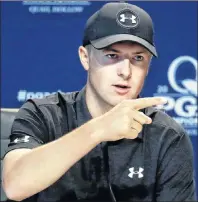  ?? AP PHOTO ?? Jordan Spieth talks during a news conference at the PGA Championsh­ip golf tournament at the Quail Hollow Club on Wednesday, in Charlotte, N.C.