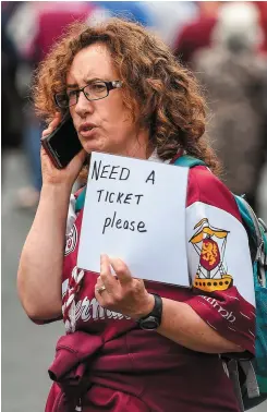  ?? SPORTSFILE ?? All-Ireland finals always bring huge demand such as this Mayo supporter (left) looking for a ticket before last-year’s final and a Galway fan before the hurling decider earlier this month