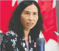  ?? Adrian Wyld / the cana dian pres ?? Chief Public Health Officer Theresa Tam warns Canadians to remain cautious and vigilant despite a
slowing of the spread of COVID-19 in recent days.
