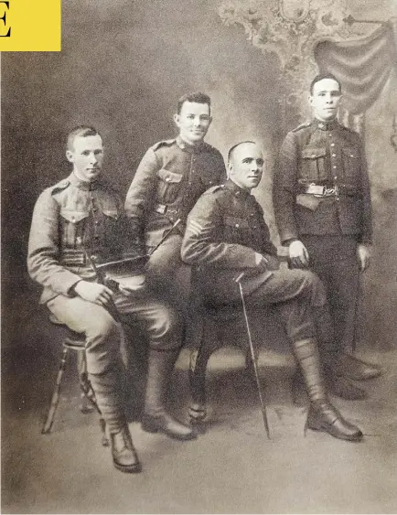  ?? COURTESY OF LEANNA KNOX-KINSMAN ?? From left: Harold, Arthur, Leo and Victor McDiarmid of Carleton Place, Ont., pictured in 1915.