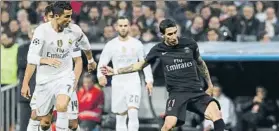  ?? FOTO: SIRVENT ?? Cristiano persigue a Di María en el último Real Madrid-PSG, con 1-0 para los blancos