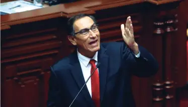  ??  ?? MARTÍN VIZCARRA. Desde hoy será presidente de Perú.